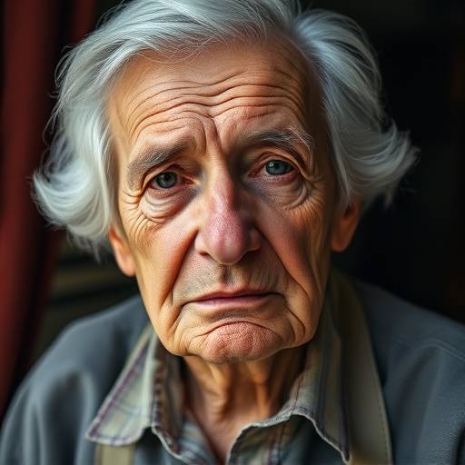 Imagen promocional del documental 'Voces del Silencio', con una persona mayor mirando a cámara.